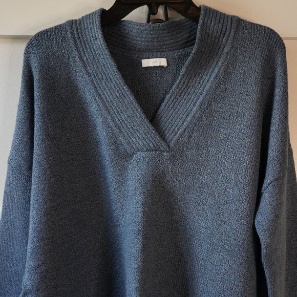 J. Jill, Relaxed Marled V-Neck Knit Long Sleeve Sweater, Indigo, Blue - Picture 3 of 9